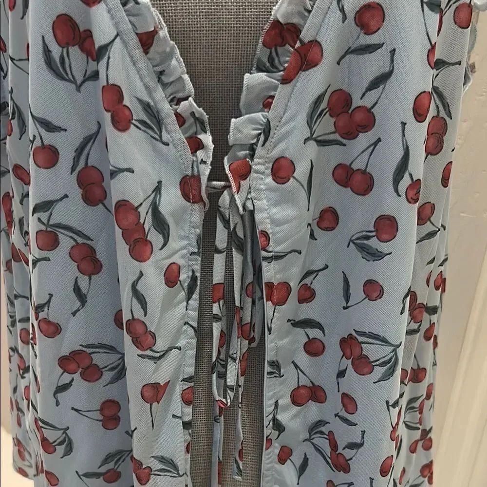 Cherry Print Ruffle Trim Top - Picture 3 of 10